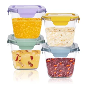 Airtight Heatable Lunch Box Jars Pantry Kitchen Fridge Glass Food Storage Container Set with Plastic Sealed Lids Carton
