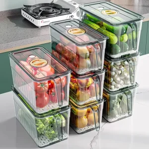 Airtight Plastic Fresh keeping Food Storage Container Freezer Bins Boxes Kitchen Fridge Organizer Refrigerator Carton