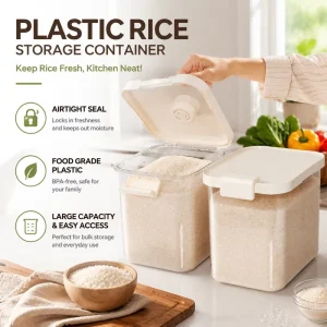 Airtight Plastic Rice Storage Container Home Use Insect-Proof Moisture-Proof Sealed Large 20-Pound