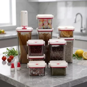 Airtight Rectangle Plastic Kitchen Storage Containers Lids Food Storage Container Set 1-3L Capacity Leak Proof Pantry