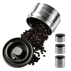 Airtight Stainless Steel Coffee Bean Canister Set for Vacuum Food Storage Freshness Preservation