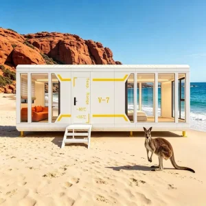 All Aluminum Hurricane Proof Eco Friendly Solar Powered Modular Capsule House Ocean Grade Anti Corrosion Living Room Kitchen