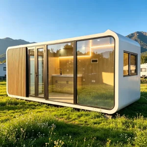 All Season Apple Cabin Portable House with Steel Frame and Modern Interior for Desert Camps with Export Packing