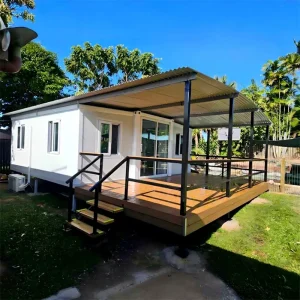 All Weather Prefab Villa Home 20ft 40ft Expandable Container House with Large Awning Porch for USA Australia AU Market