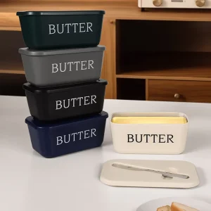 Amz Hot PP Butter Dish with Lid with Knife for Kitchen Storage Cheese Dish for Refrigerator Usage