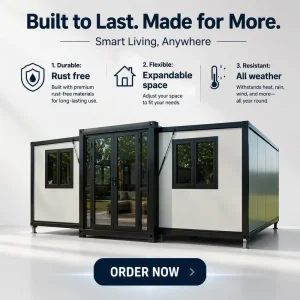 Anti-Corrosion Expandable House Steel Structure Dwelling with Minimal Foundation Powder Coating for Long-Term Infrastructure