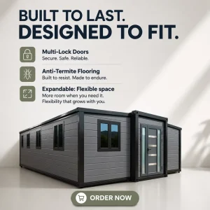 Anti-Pest Termite Proof 30ft Prefabricated Tiny Home Steel Structural with High Security Locks for Island Development Investment