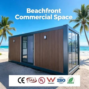 Anti Theft Reinforced Container Retail Booth with Security Lock and Glass Showcase for Jewelry and Accessories Business