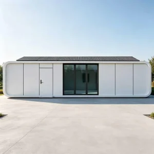 Apple Cabin House White Pod Solar Panel Roof Portable Glass Facade for Camp Home