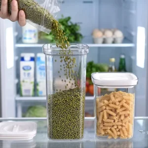 Authentic Clear PET Vacuum Food Container Set BPA Free Airtight Kitchen Storage Box for Dry Food Cereal Organization