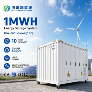 BOX E 001 1 2MWh LiFePO4 BESS Containerized Wind Solar Hybrid Grid Storage System CAN 20ft 40ft Utility Scale Energy Storage