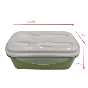 BPA Free 1200ml Large Capacity Food Grade Plastic Storage Containers with Fork Spoon 2 Compartments Eco Friendly