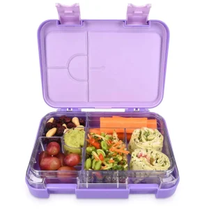 BPA Free 4 Compartments Microwavable Leakproof Portable Plastic Bento Lunch Box for School Kids