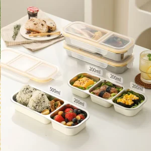 BPA Free Adult Stainless Steel Bento Lunch Box 3 Compartment Leak Proof Food Storage Container for Work Office Microwavable