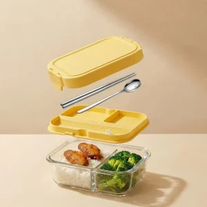 BPA Free Airtight Glass Food Storage Containers with Lids Leak Proof Microwave Safe Divider