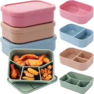 BPA Free Collapsible Multifunctional Silicone Food Container Portable Silicone Kitchen Storage Bento Lunch Box for Kids Adults