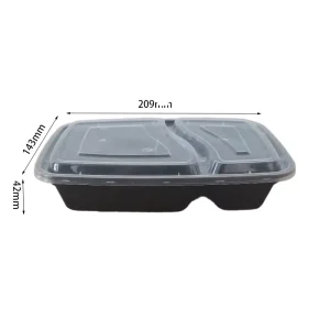 BPA Free Disposable Plastic Bento Meal Prep Container with Plastic Lid Stock Take Away Lunch Box for Hot Food Storage Heatable