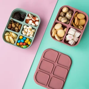 BPA Free Divided Bento Snack Box Reusable Baby Food Storage Containers Kids Snack Containers with Lid