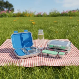 BPA Free Eco Friendly Durable Leakproof 3 Compartments Light Color Lunch Box Food Container for Office Workers