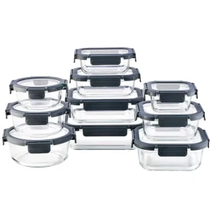 BPA Free Heat Resistant Airtight Eco Friendly Portable Glass Meal Prep Lunch Box PP Lid 0-2L Capacity for Food Storage