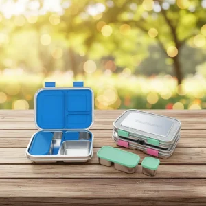 BPA Free Matching Box Set Stainless Steel Lunch Box with 3 Compartments Leakproof Eco Friendly for Office Workers Students