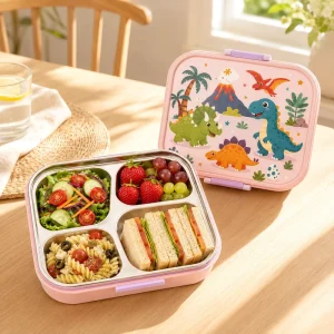 BPA Free PP Food Grade 304 Stainless Steel Removable Tray Custom Logo Kids Stainless Steel Lunch Box