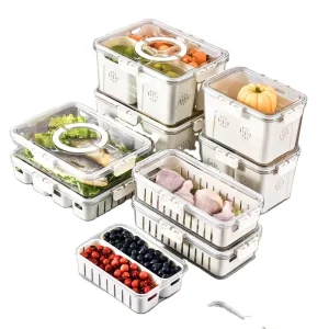 BPA Free Plastic Food Storage Container Box with Easy Lock Screw Lid Foldable Kitchen Pantry Airtight Box