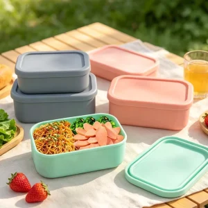 BPA Free Rectangular Silicone Food Storage Container Keep Food Fresh Silicone Lunch Box