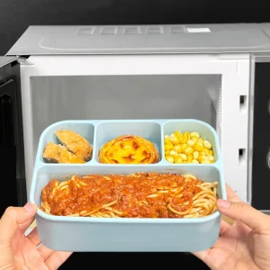 BPA Free Silicone Foldable Bento Lunch Box with Lid for Kids and Teenagers Snack Food Storage Container
