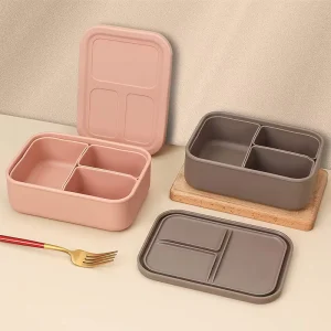 BPA Free Silicone Food Containers Silicone Kids Bento Lunch Box With Compartments