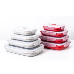 BPA Free Silicone Multi Size Bento Box Folding Food Storage Container Collapsible Lunch Box