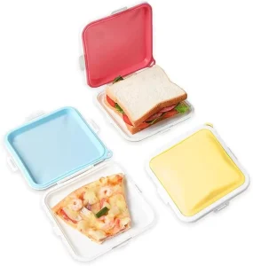 BPA Free Silicone Sandwich Storage with Snap Off Reusable Sandwich Box for Lunch