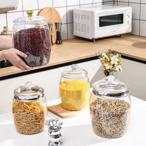 BPA Free Wide Mouth PET Canister Airtight Large Capacity Minimalist Design Moisture Proof Cereal Storage Container