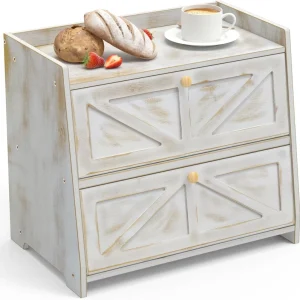Bamboo Rectangular Bread Box, 10-20 L, Freshness Preservation, Vintage