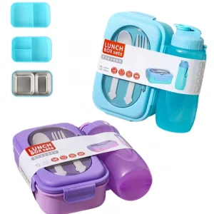 Bento Box and Water Bottle Set with Fork Spoon 2 compartment 3 compartment Lunch Container for School Office