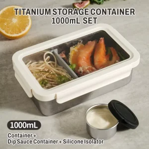 Bento Microwave Safe Titanium Food Storage Containers with Lid Reusable Leakproof Kitchen Storage Box