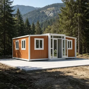 Black Flat Top 40ft Custom Expandable Container House Prefab Steel Bedroom Bathroom Kitchen Solar Modular Sale Modern