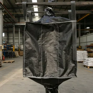 Black Internally Reinforced FIBC Jumbo Bags with 4-Point Internal Lift Loops and Reinforced Seams