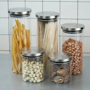 Borosilicate Glass Food Jar Container with Metal Lid