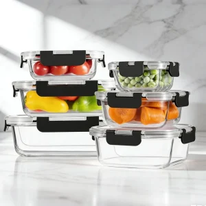 Borosilicate Glass Newborn Lunch Box Eco-Friendly Heatable Microwave Safe Food Storage Container Plastic Lid Airtight BPA Free
