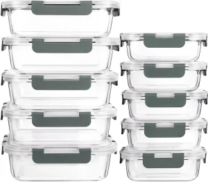 Borosilicate Glass Storage Lunch Box with Heatable Plastic Lids