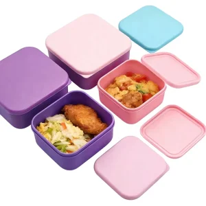 Bpa Free Plastic Kid Snack Box Leakproof Lid Food Storage Container Square Multicolor Lunch Box