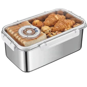 Bread Storage Box for Kitchen Countertop Large Capacity Stainless Steel Breadbox Bread Container Holder