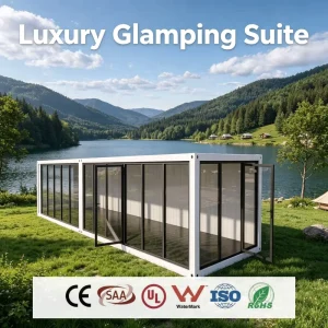 Breathable Detachable Modular House with 270 Degree Glass Curtain Wall for Luxury Glamping and Ocean View Holiday Home