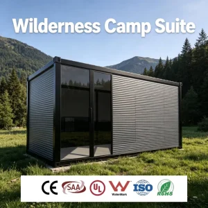 Breathable Flat Pack Detachable Yoga Studio Pod with Wood Clad Interior for Wellness Retreat and Mountain Glamping Rental Site