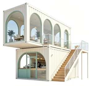 Breathable Modern Detachable Flat Pack Container House Glass Curtain Wall Modular Prefab Beach Hotel Villa Office Quick