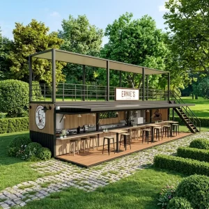 Brown 40ft Modern Galvanized Steel Shipping Container for Coffee Shop Use Awning Upstairs Fast Install 3-Year Warranty