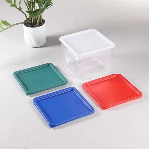 Bulk Clear PC Food Storage Container Sets with Color Lids Square Stackable-for Home & Restaurant