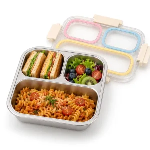 Bulk Supply Removable 304 Steel Tray 850ml 3 Compartment Dishwasher Safe Kids Teens School Lunch Box Stainless Steel