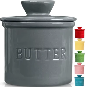 Butter Dish With Lid and Knife for Countertop Airtight Butter Keeper for Counter or Fridge White Kitchen Butter Storage Box